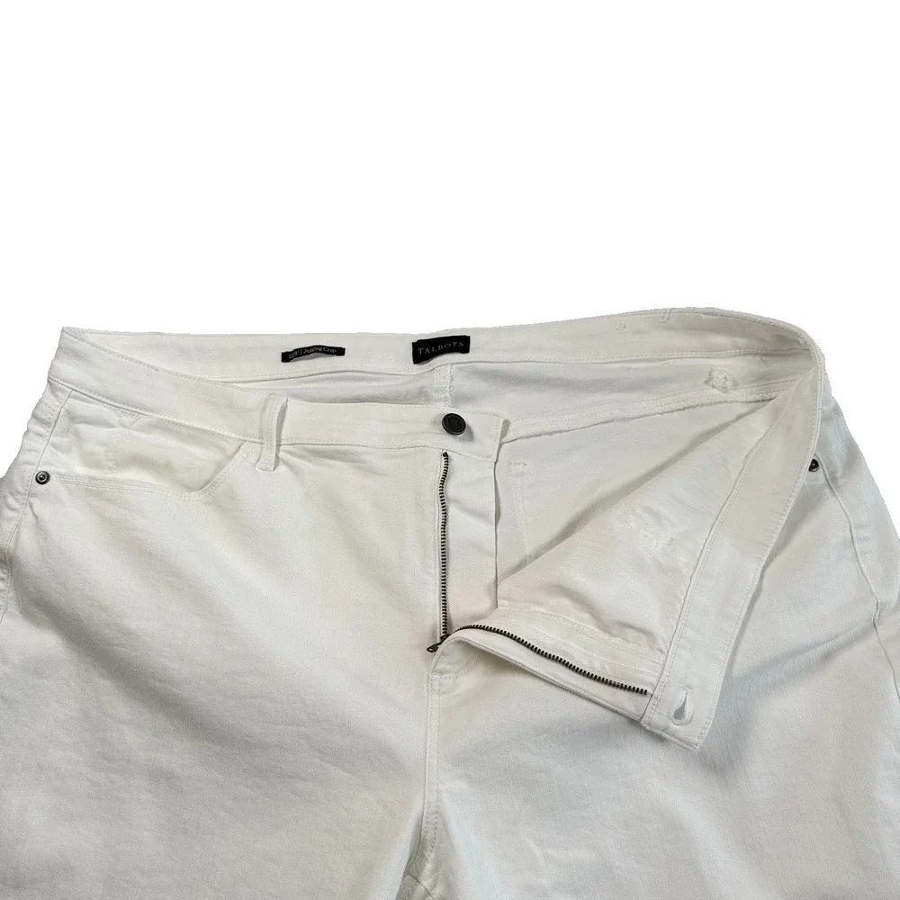 Talbots Womens Cropped Jeggings‎ Plus Size 22W White Stretch Casual Chic Coastal